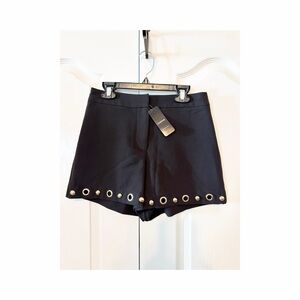 Bebe Grommet Detail Twill Black Dressy Shorts Size 0 NWT